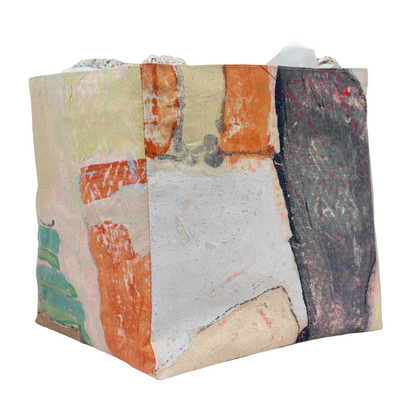 JULIE POULSEN | ‘Boat bag: Mini' (1) | Re-cycled painting / plaited handle | Small