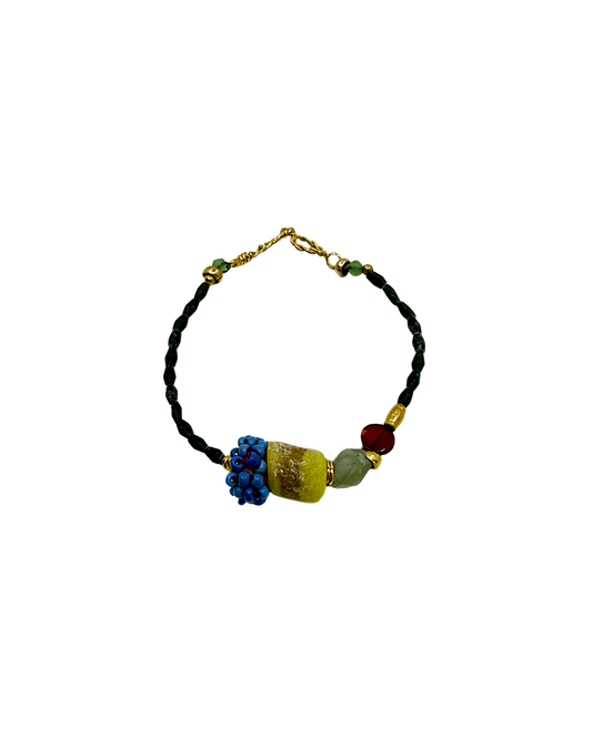 ARTIZ | 'Spring Bracelet’ No.14 | Africa glass / handmade blue glass bead / jade