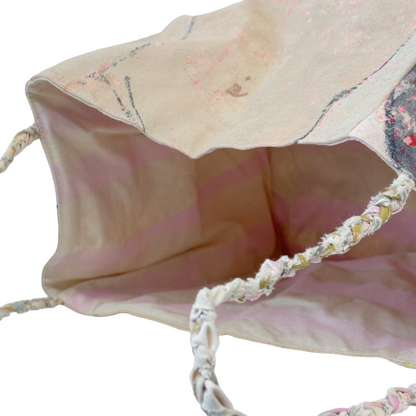 JULIE POULSEN | ‘Boat bag: Mini' (1) | Re-cycled painting / plaited handle | Small