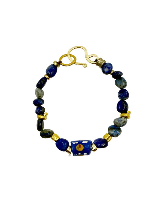 ARTIZ | 'Spring Bracelet’ No.3  | Lapis lazuli / African beads / hand made glass