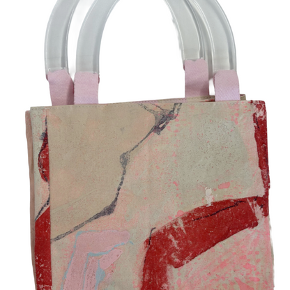 JULIE POULSEN | ‘Boat bag: Mini' (3) | Re-cycled painting / clear plastic handle | Small