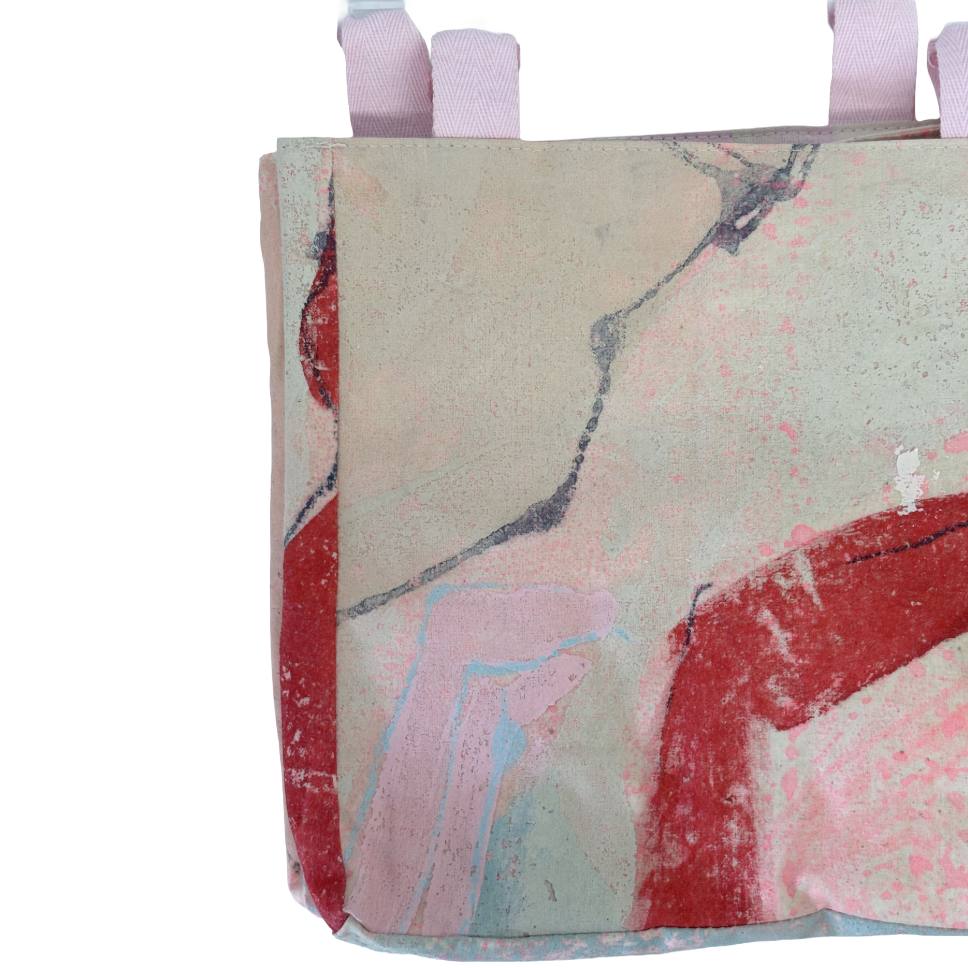 JULIE POULSEN | ‘Boat bag: Mini' (3) | Re-cycled painting / clear plastic handle | Small