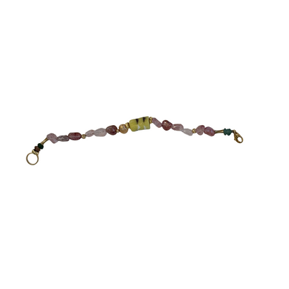 ARTIZ | 'Mixed Bead Bracelet’- Yellow Bead #1 | Garnet + glass beads | bronze findings