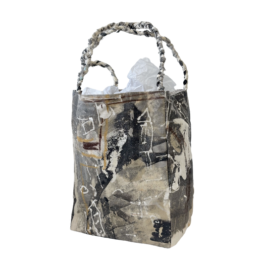 JULIE POULSEN | ‘Coffee Bean bag' (1) | Re-cycled painting / plaited handle | Small