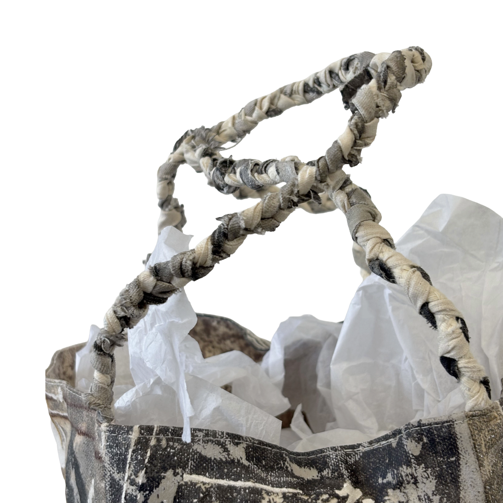 JULIE POULSEN | ‘Coffee Bean bag' (1) | Re-cycled painting / plaited handle | Small