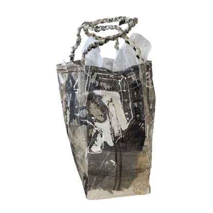 JULIE POULSEN | ‘Coffee Bean bag' (1) | Re-cycled painting / plaited handle | Small