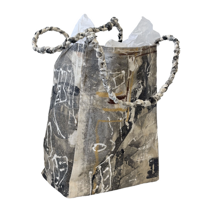 JULIE POULSEN | ‘Coffee Bean bag' (1) | Re-cycled painting / plaited handle | Small