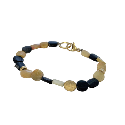 ARTIZ | 'Disc Bead Bracelet’ | Jade / bronze