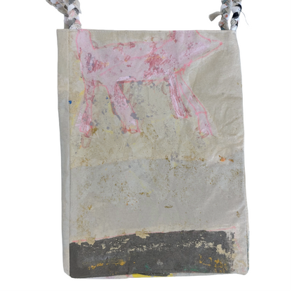 JULIE POULSEN | ‘Coffee Bean bag' (3) | Re-cycled painting / plaited handle | Small