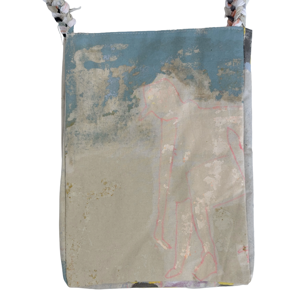JULIE POULSEN | ‘Coffee Bean bag' (3) | Re-cycled painting / plaited handle | Small