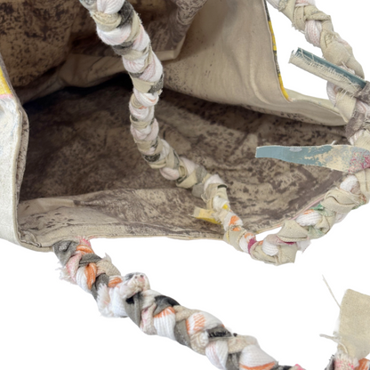 JULIE POULSEN | ‘Coffee Bean bag' (3) | Re-cycled painting / plaited handle | Small