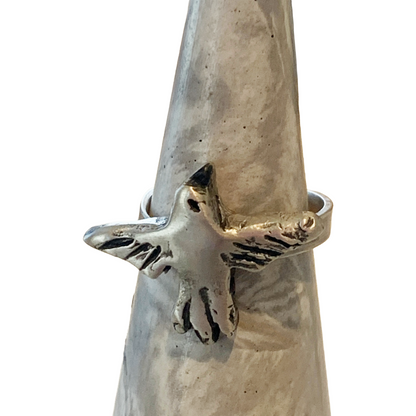 BREATH AND ESSENCE | 'Sky Messenger' Bird Ring | Sterling Silver
