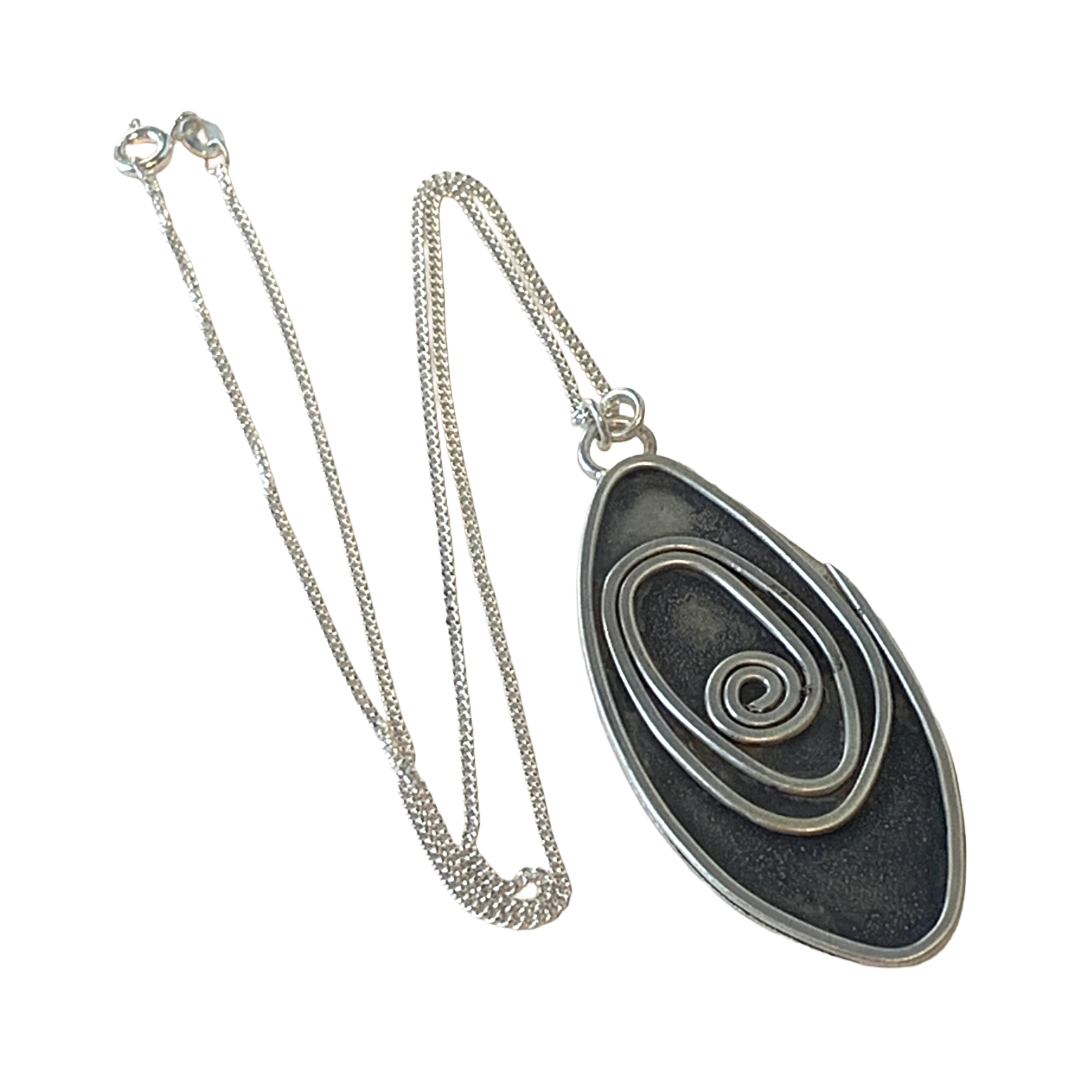 BREATH AND ESSENCE | ‘Spiral Pendant' | Sterling Silver / Patina Finish