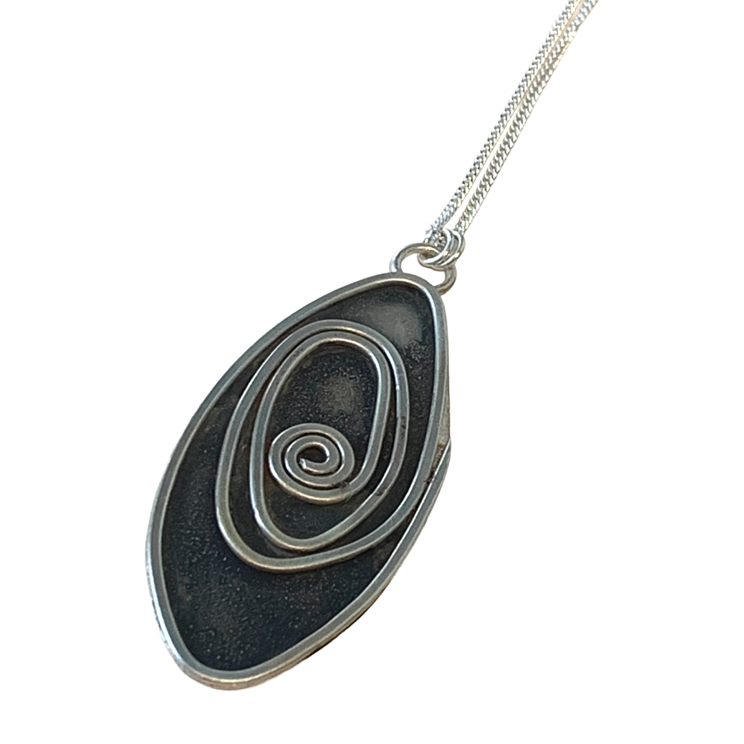 BREATH AND ESSENCE | ‘Spiral Pendant' | Sterling Silver / Patina Finish
