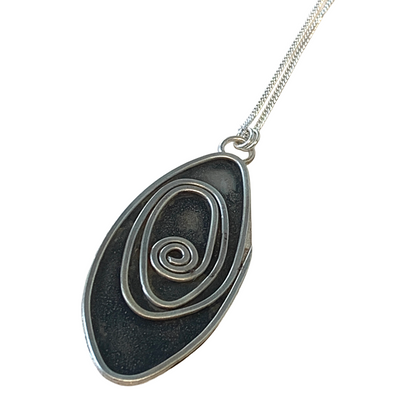 BREATH AND ESSENCE | ‘Spiral Pendant' | Sterling Silver / Patina Finish