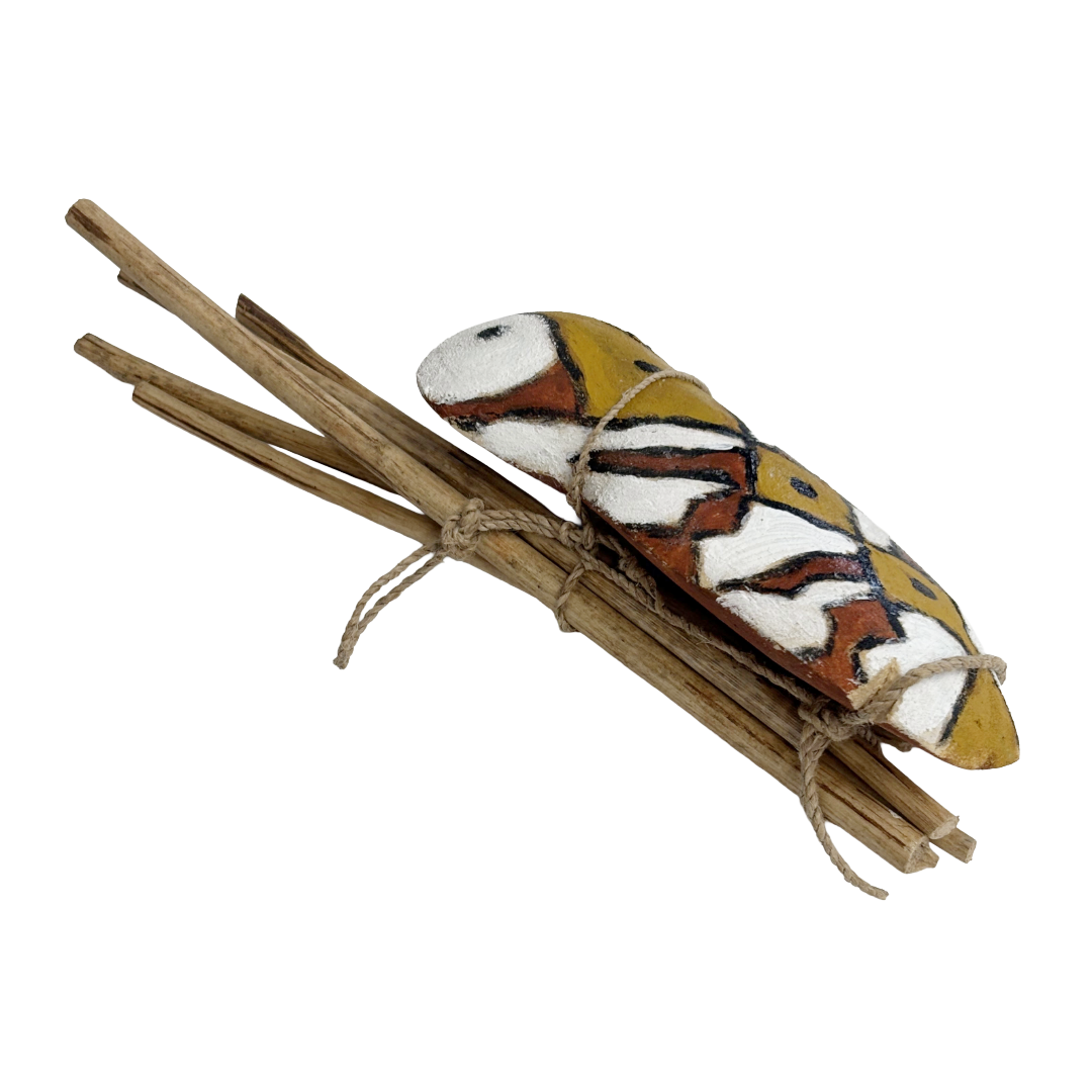 PHILIP DENHAM - Girringun Art Centre | 'Bagu with Jiman' | Milky pine / ochre