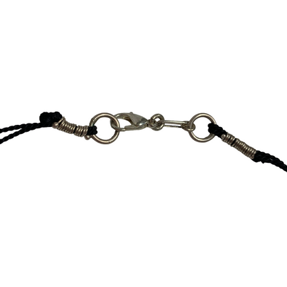 MALKI STUDIO | ‘Orca Collection necklace 2’ | Handmade black & white clay | silk thread + 14crt gold bead | fine silver and sterling silver