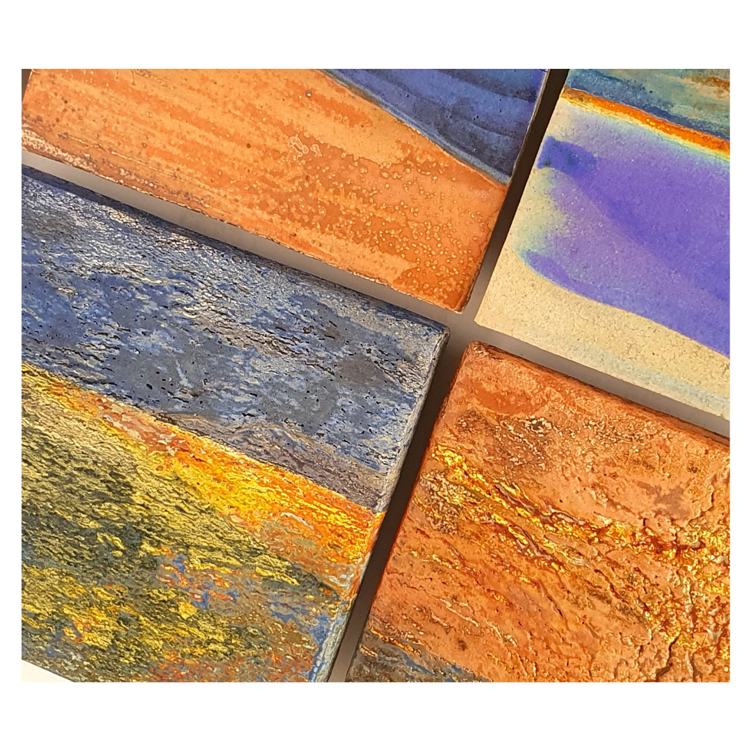 MALKI STUDIO | 'Captured Light 5' | Ceramic wall art on board | Multiple glaze firings