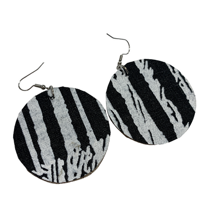 DELVENE COCKATOO-COLLINS | ‘Echidna Earrings- Brown' | Handprinted linen | Double Sided
