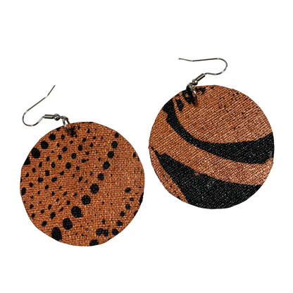 DELVENE COCKATOO-COLLINS | ‘Native Bee Earrings- Copper' | Handprinted linen | Double Sided