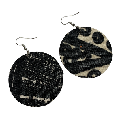 DELVENE COCKATOO-COLLINS | ‘Native Bee Earrings- Copper' | Handprinted linen | Double Sided