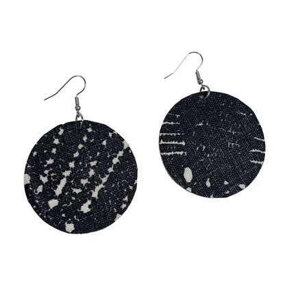 DELVENE COCKATOO-COLLINS | ‘Cotton Tree Earrings- Black + White' | Handprinted linen | Double Sided