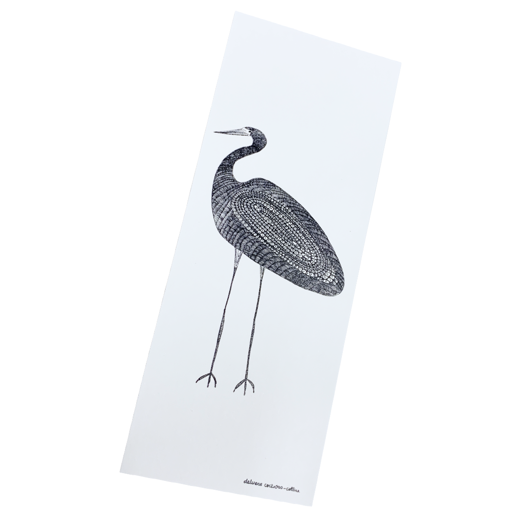 DELVENE COCKATOO-COLLINS | ‘Garagun Heron Bookmark' | Printed Textured Card