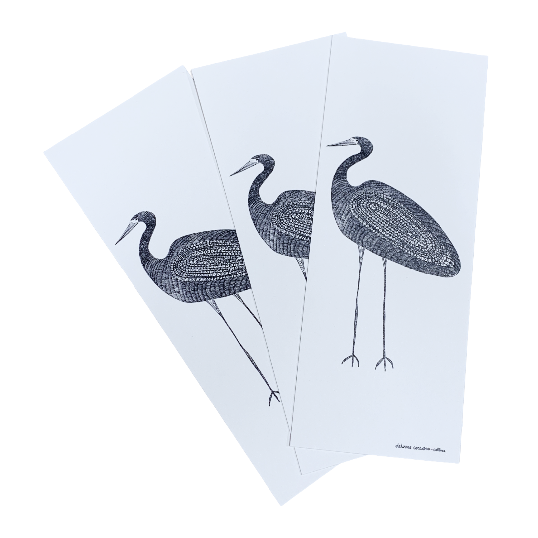 DELVENE COCKATOO-COLLINS | ‘Garagun Heron Bookmark' | Printed Textured Card