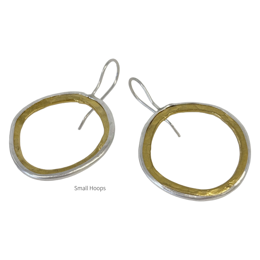 ARTIZ | 'Two Tone Ring Hook Earrings'- Small | Bronze + Silver