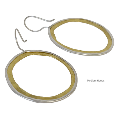 ARTIZ | 'Two Tone Ring Hook Earrings'- Medium | Bronze + Silver