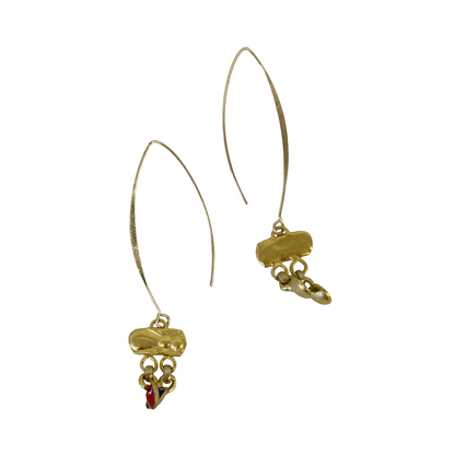 ARTIZ | 'Long Nazar Charm Earrings | evil eye charms | Gold-plated hook/bronze /enamel