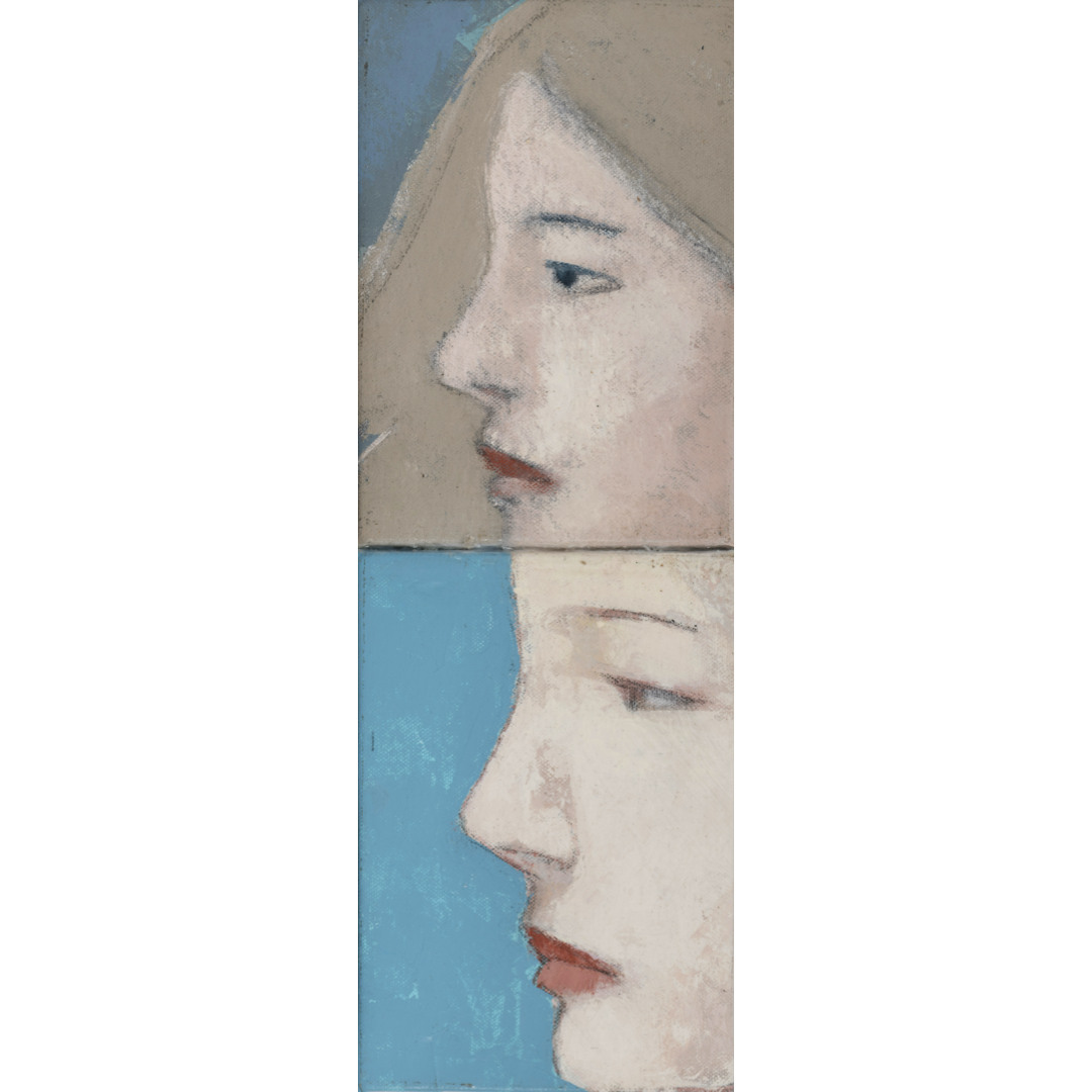 KAI HAGBERG & ANNI HAGBERG | 'Composition of two faces No.1' | 2024-26 | Acrylic on canvas | H 330 x W 115 mm