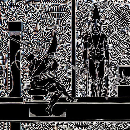 BRIAN ROBINSON | '3 Fishermen and a Lamborghini' | Linocut Print