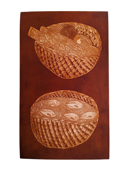FIONA ELISALA-MOSBY | 'Lei: Aingu Zagethau Basket' | Etching