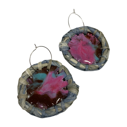 FLASH BLAK | ‘Woven Edge Plastic Disc’- purple / blue | recycled melted plastic + raffia