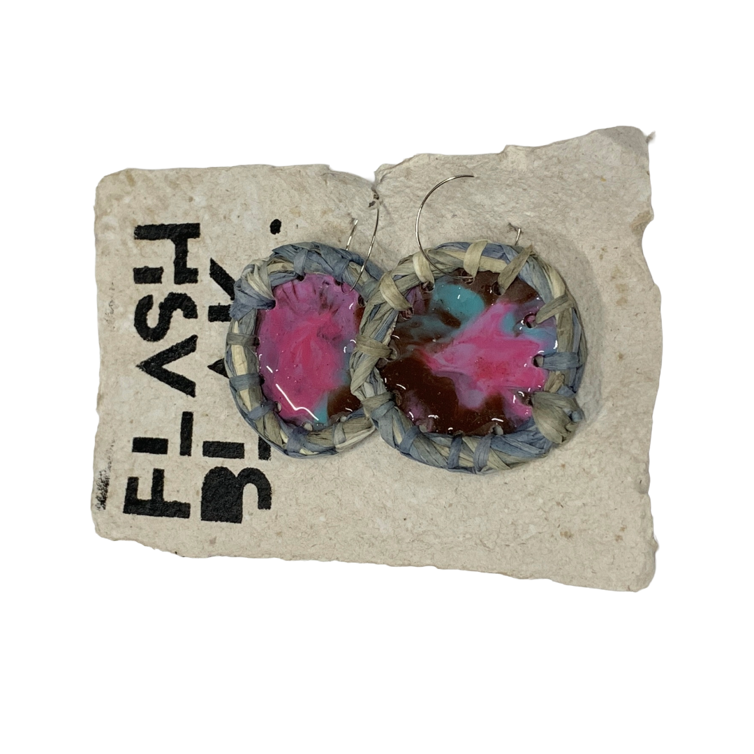 FLASH BLAK | ‘Woven Edge Plastic Disc’- purple / blue | recycled melted plastic + raffia