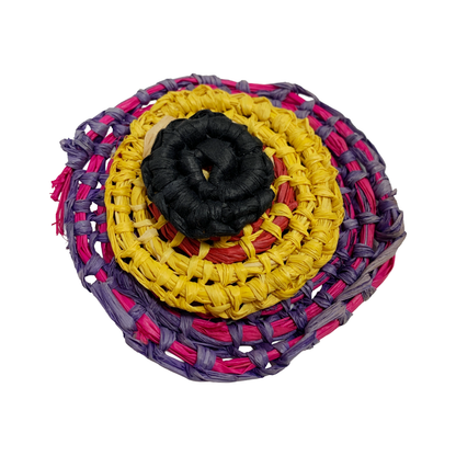 FLASH BLAK | ‘Large Woven Brooch' - Multi-coloured' | | raffia