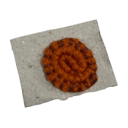 FLASH BLAK | ‘Woven Brooch' - small orange | yarn