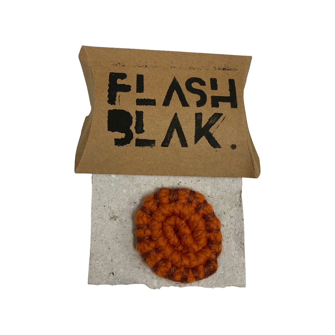 FLASH BLAK | ‘Woven Brooch' - small orange | yarn