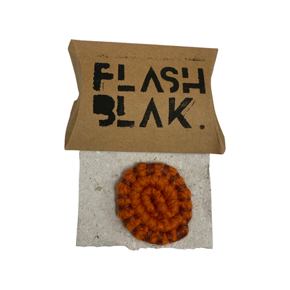 FLASH BLAK | ‘Woven Brooch' - small orange | yarn