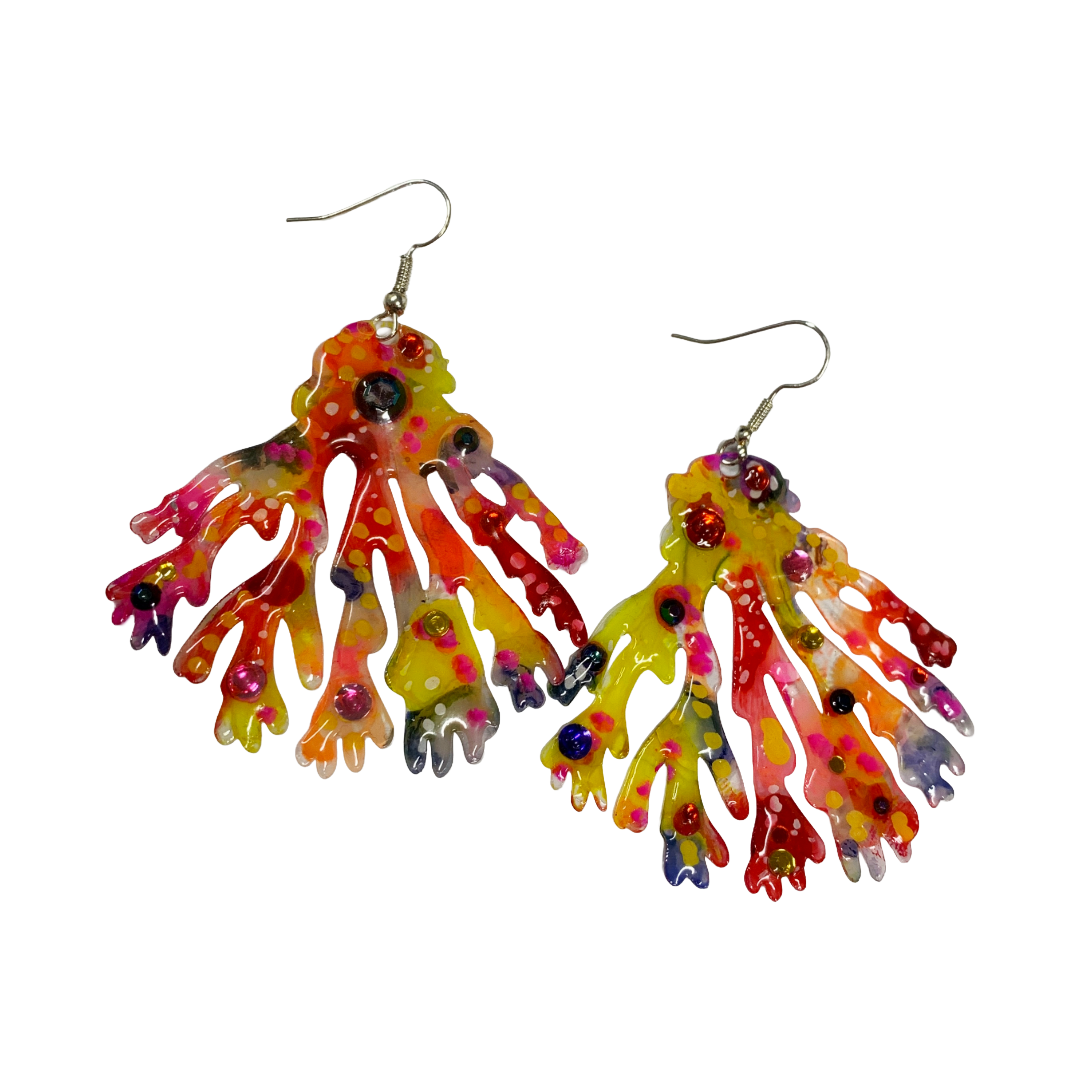 FLASH BLAK | ‘Pink Coral Earrings' - SML + bling | recycled melted plastic
