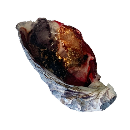 FLASH BLAK | ‘Oyster Shell’ – Black / brown / red | recycled oyster shell | alcohol ink + resin