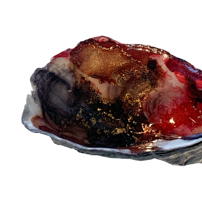 FLASH BLAK | ‘Oyster Shell’ – Black / brown / red | recycled oyster shell | alcohol ink + resin