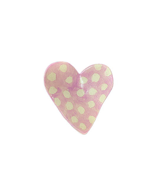 FLINTSTONE DESIGNS | ‘Pink White Spots Heart Dish’ | Ceramic