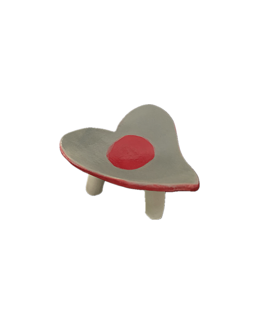 FLINTSTONE DESIGNS | ‘Red Spot Gray Trim Heart Dish’ | Ceramic