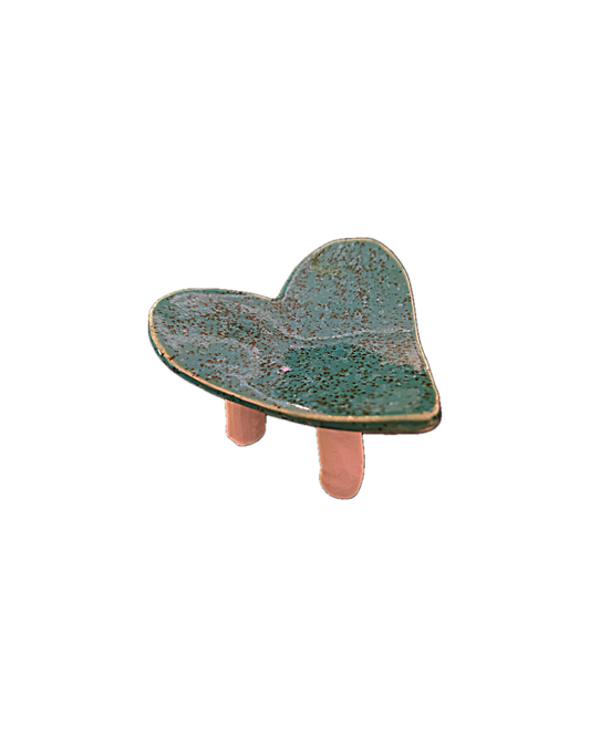 FLINTSTONE DESIGNS | ‘Green Specks Heart Dish’ | Ceramic