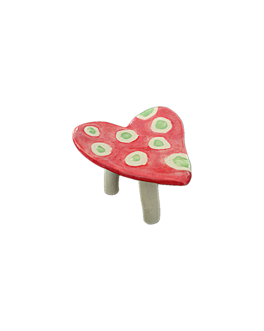 FLINTSTONE DESIGNS | ‘Red with Green Spots Heart Dish’ | Ceramic