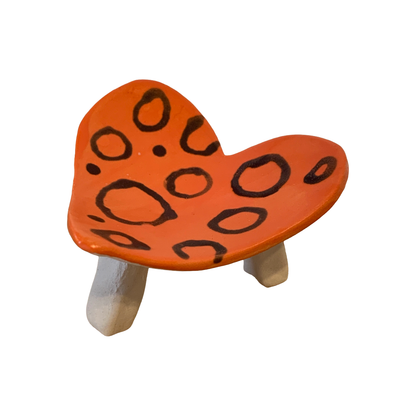 FLINTSTONE DESIGNS | 'Orange Heart Dish- with Circles' | White Clay | Ceramic Dish