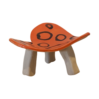 FLINTSTONE DESIGNS | 'Orange Heart Dish- with Circles' | White Clay | Ceramic Dish