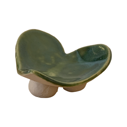 FLINTSTONE DESIGNS | 'Deep Green Heart Dish' | White Clay | Ceramic Dish